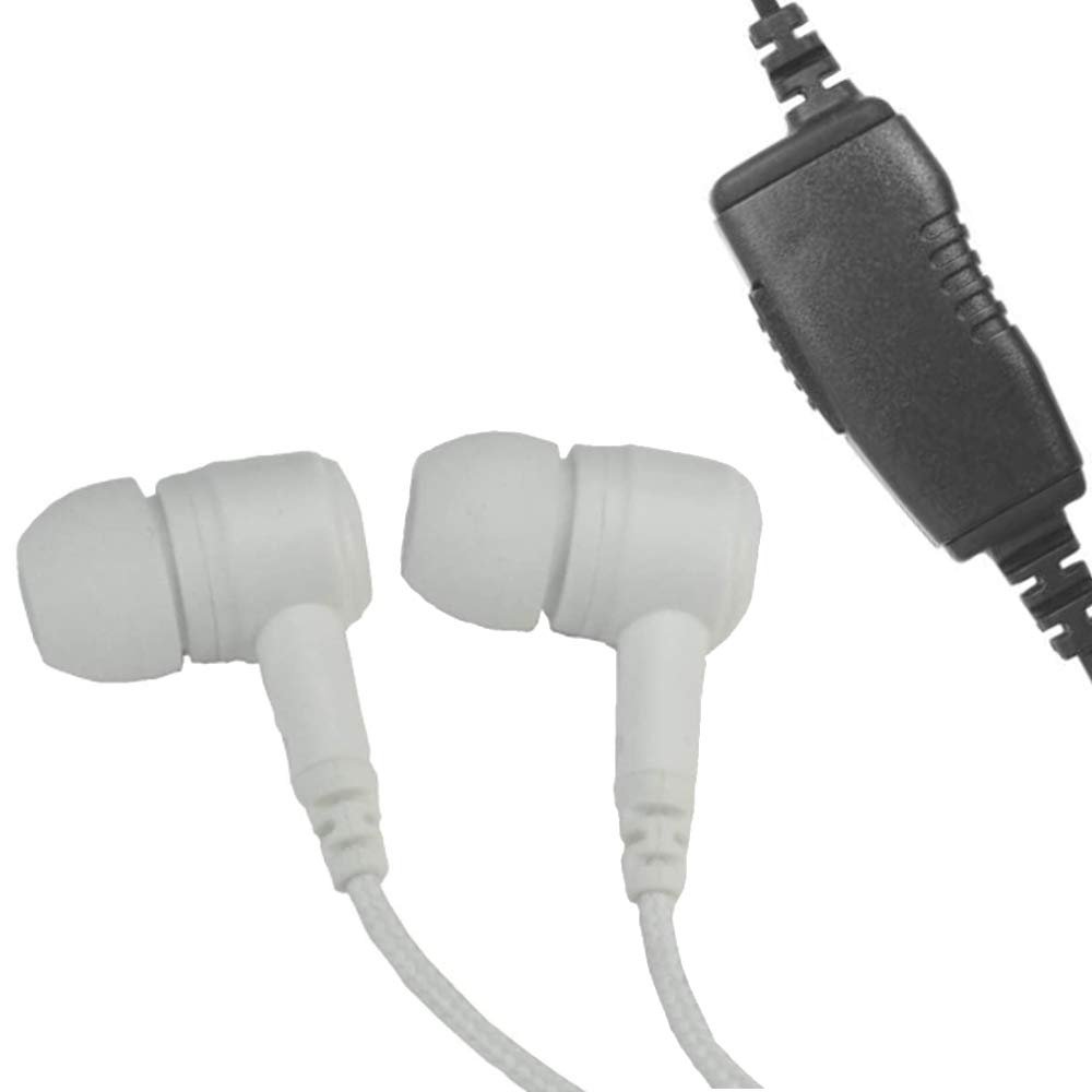 1-Wire Covert Dual Earbud Earpiece and PTT Mic for Motorola 2-Pin Two Way Radios (Commercial Grade - 3 Year Warranty)