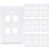 10-Pack 4 Port Keystone Wall Plate, Quad Gang White Jack Insert for Ethernet, Coax, HDMI Standard Size WallPlate Cover for Home & Office view 1