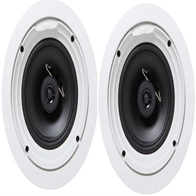 Kubicle High-Performance Easy-to-Install 6.5" Moisture Resistant 2-Way Surround Sound in-Ceiling Speaker System Plus 100ft Wire (Bundle) (Set of Two)