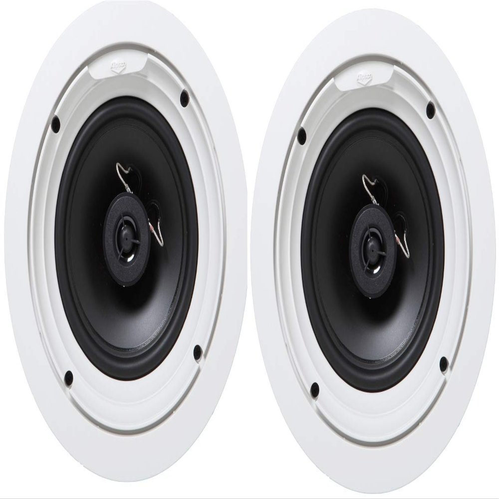 Kubicle High-Performance Easy-to-Install 6.5" Moisture Resistant 2-Way Surround Sound in-Ceiling Speaker System Plus 100ft Wire (Bundle) (Set of Two)