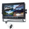 Padarsey 9" TFT LCD Car Rearview Quad Split Monitor,Remote Control, 4 Channels 4-PIN Connector Video Inputs Shockproof - 12V-24V 800480HD Screen w/Sunshade Anti-Glare view 1