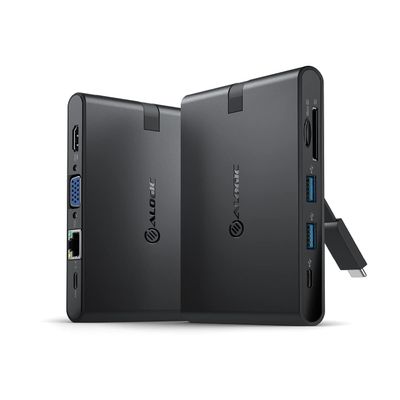 ALOGIC USB-C Travel Dock Pro with HDMI 4K@30Hz, VGA, 2X USB 3.0,Gigabit Ethernet,Micro/SD Card Slots, 2X USBC for Data and Power delivery;Compatible with USB-C and Thunderbolt 3.0 Enabled laptops