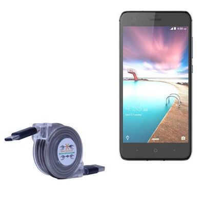 BoxWave Cable Compatible with ZTE Hawkeye - miniSync - USB-A to USB Type-C, Retractable Cable 5 Pre-Set Lengths Avoid Tangles