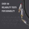 DUKABEL Top Series Long RCA Cables (8 Feet / 2.4 Meters), 2-Male RCA to 3.5mm AUX Audio Cable with Crystal-Nylon Braided/ 24K Gold Plated/ 99.99% 4N OFC Conductor view 3