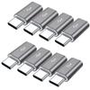 QianLink Micro USB to USB C Adapter,8-Pack Aluminum USB Type C Adapter Convert Connector Compatible with Samsung Galaxy S10 S9 S8 Plus Note 9 8, LG V40 V35 V30 V20 G7 G6,Pixel 2 XL,Moto Z2 Z3(Gray) view 1