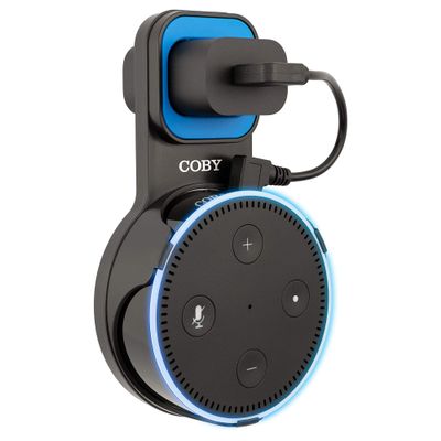 Coby Wall Mount for Echo Dot 2nd Generation, Smart Speaker Holder with Built-in Cable Management, 7.75" USB Charging Cable, Space-Saving Alexa Mount for Kitchen, Bedroom, Office, Bathroom