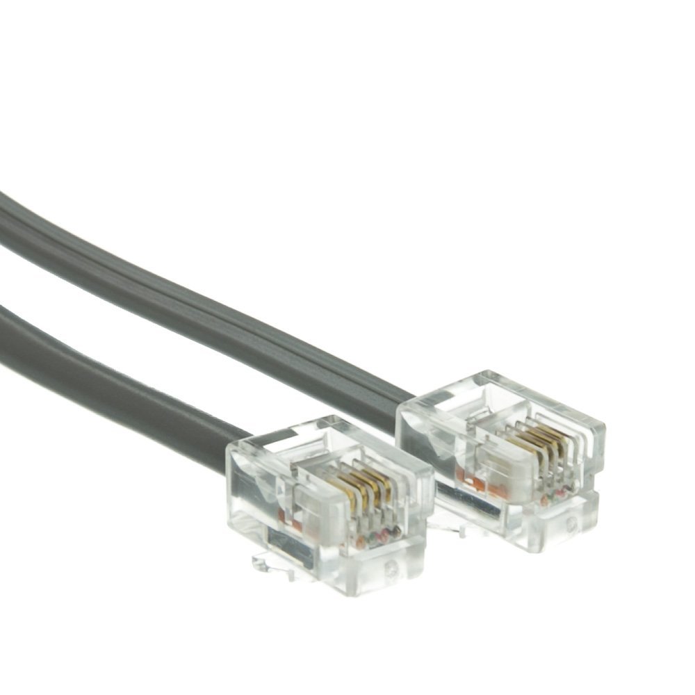 ACCL 50ft RJ11 6P/4C Straight Telephone Cord (Data), Modular Plug, Silver Satin, 1pk