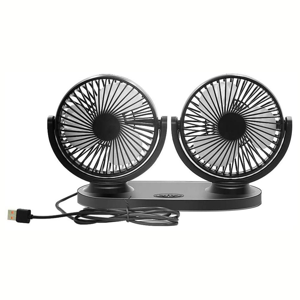 Aoneky 5V 2A 360 Rotating Dual USB Fan - Portable Personal Office Desk Car USB Fan