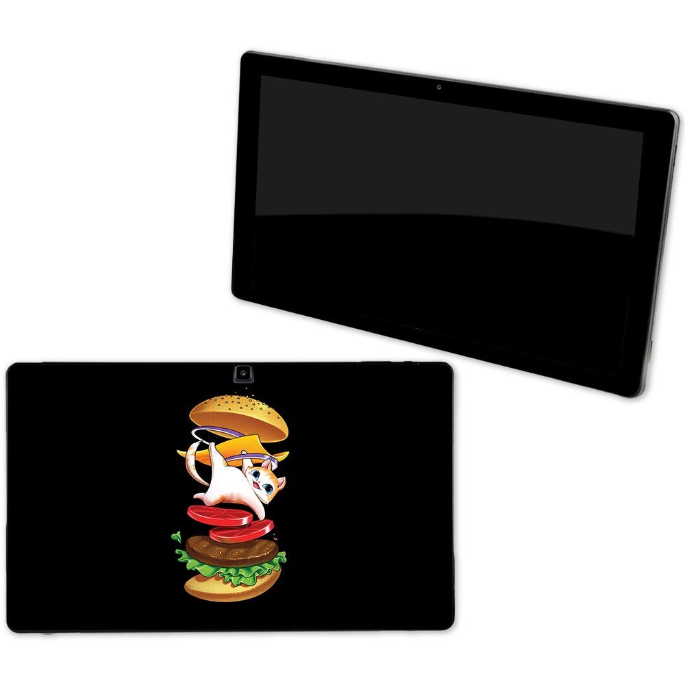 MightySkins Skin Compatible with NuVision Supreme 1001 Tablet - Hamburger Cat | Protective, Durable, and Unique Vinyl Decal wrap Cover | Easy to Apply, Remove, and Change Styles | Made in The USA