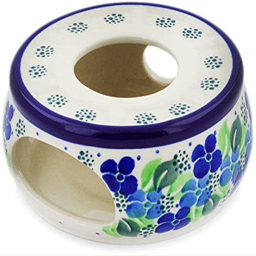 Polmedia Polish Pottery Heater - Blue Phlox Pattern Handmade in Boleslawiec Poland by Ceramika Artystyczna + Certificate of Authenticity