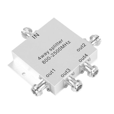 Bewinner 4-Way Power Splitter 800-2500MHz N Type Mobile Cell Phone Power Splitter Repeater Divider Connect with 4 Indoor Antennas, Low Noise & High Performance