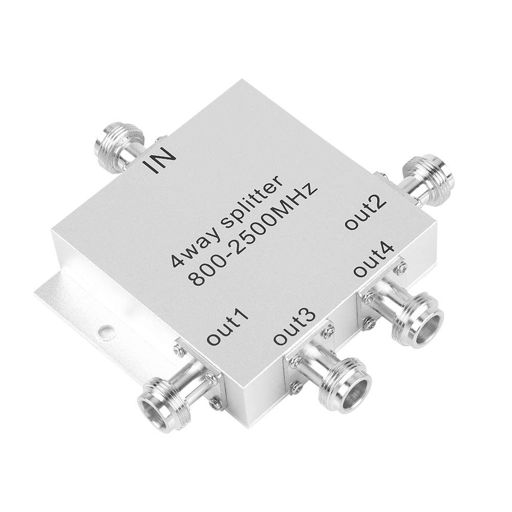 Bewinner 4-Way Power Splitter 800-2500MHz N Type Mobile Cell Phone Power Splitter Repeater Divider Connect with 4 Indoor Antennas, Low Noise & High Performance