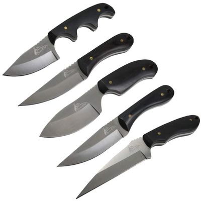 TheBoneEdge 13274 Mini Knife Set of 6 Pc Full Tang Wood Handle 3CR13 Stainless Steel with Case