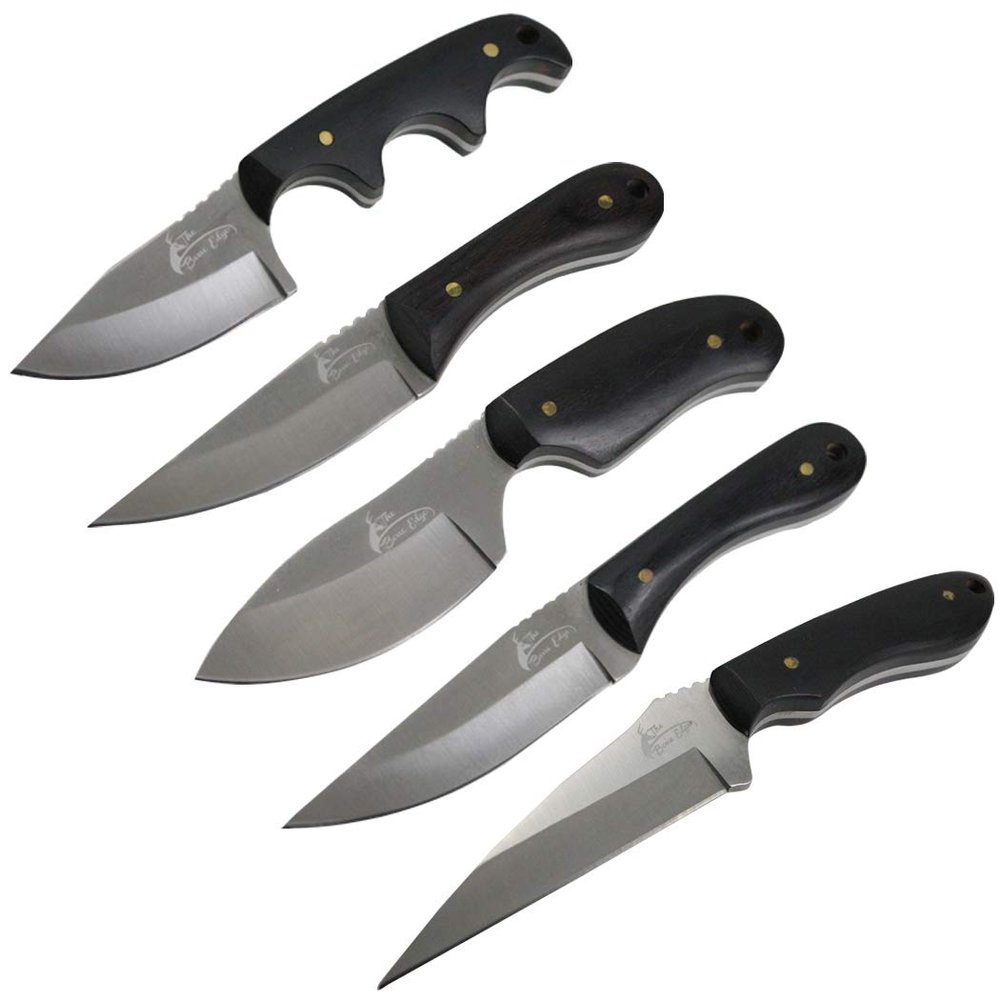 TheBoneEdge 13274 Mini Knife Set of 6 Pc Full Tang Wood Handle 3CR13 Stainless Steel with Case