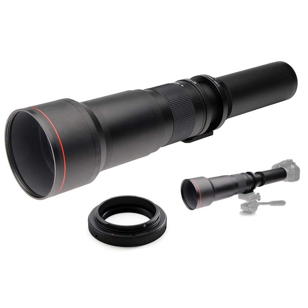 650-1300mm f/8-16 Manual Telephoto Lens for Canon EOS Rebel T3i, T4i, T5, T5i, T6, T7, T6i, T6s, T7i, SL1, SL2, EOS 60D, 70D, 77D, 80D, 5D III, 5D IV, 6D, 6D II, 7D II DSLR Cameras
