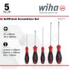 Wiha 30277 SoftFinish Screwdriver Set, 5 Piece, Slotted & Phillips, Cushion Grip Handles, Chrome Finish view 3