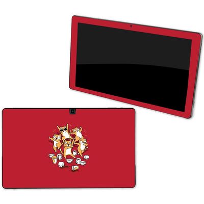 MightySkins Skin Compatible with NuVision Supreme 1001 Tablet - Cat Coffee Party | Protective, Durable, and Unique Vinyl Decal wrap Cover | Easy to Apply, Remove, and Change Styles | Made in The USA