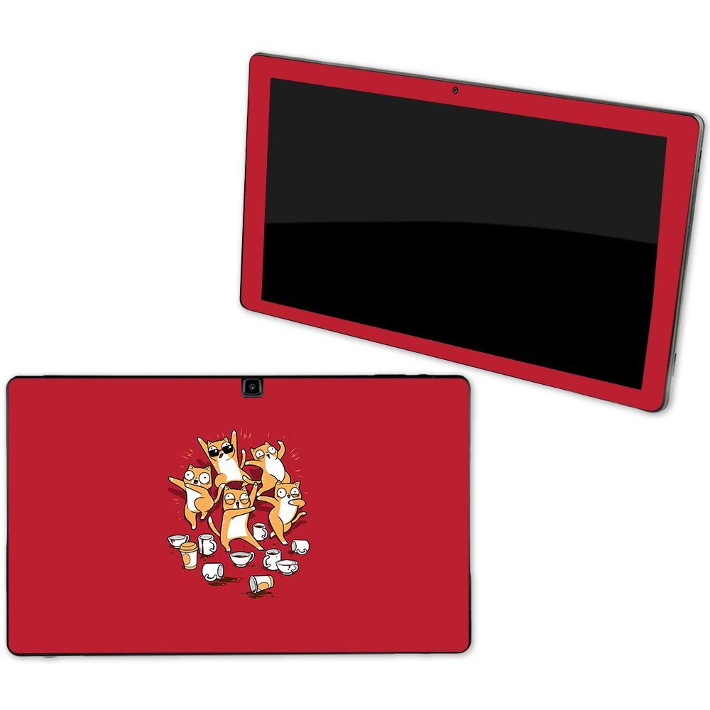 MightySkins Skin Compatible with NuVision Supreme 1001 Tablet - Cat Coffee Party | Protective, Durable, and Unique Vinyl Decal wrap Cover | Easy to Apply, Remove, and Change Styles | Made in The USA