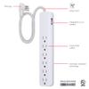 GE UltraPro 6 Outlet Surge Protector, 2 Ft Designer Braided Extension Cord, Flat Plug, Wall Mount, White, 45264 view 2