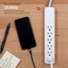 GE UltraPro 6 Outlet Surge Protector, 2 Ft Designer Braided Extension Cord, Flat Plug, Wall Mount, White, 45264 view 3