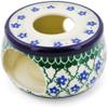 Polmedia Polish Pottery Heater - Blue Daisy Trellis Pattern Handmade in Boleslawiec Poland by Ceramika Artystyczna + Certificate of Authenticity view 1