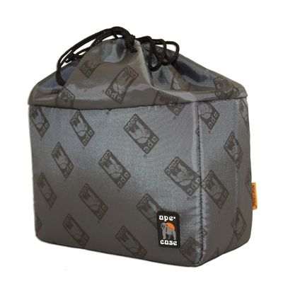Ape Case Cubeze (ACQB 35GY) Flexible Padded Storage Bag; Removable & Adjustable Padded Inserts; Drawstring Closure; Hi-Vis Yellow Interior; Exterior Pockets for Accessories; Grey