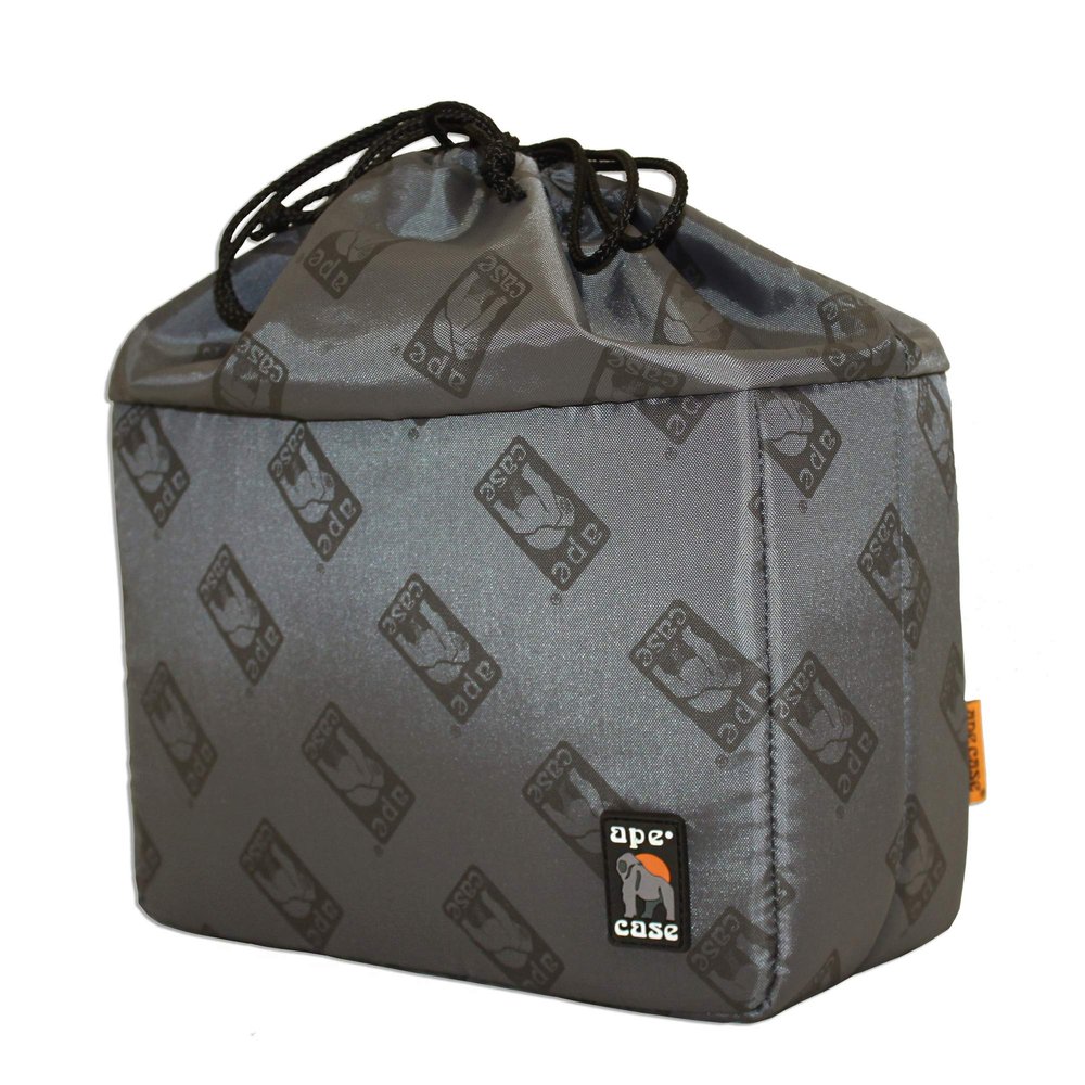 Ape Case Cubeze (ACQB 35GY) Flexible Padded Storage Bag; Removable & Adjustable Padded Inserts; Drawstring Closure; Hi-Vis Yellow Interior; Exterior Pockets for Accessories; Grey