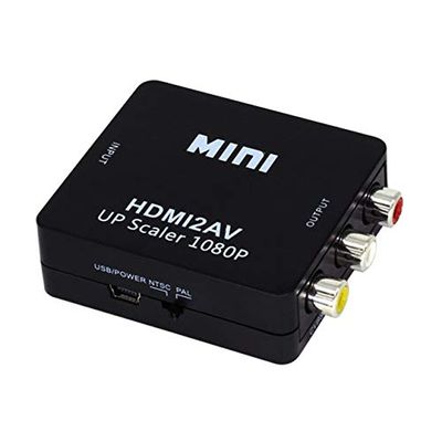 Gimax Mini Composite 1080P HDMI to RCA Audio Video AV CVBS Adapter Converter For TV AT - (Color: Black)