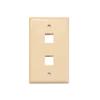 2 Port Keystone Jack Wall Plate Single Gang Beige view 1