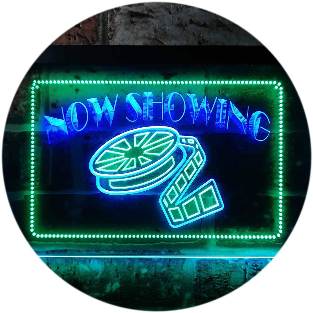 ADVPRO Now Showing Film Movie Home Theater Dual Color LED Neon Sign Green & Blue 16" x 12" st6s43-i0650-gb