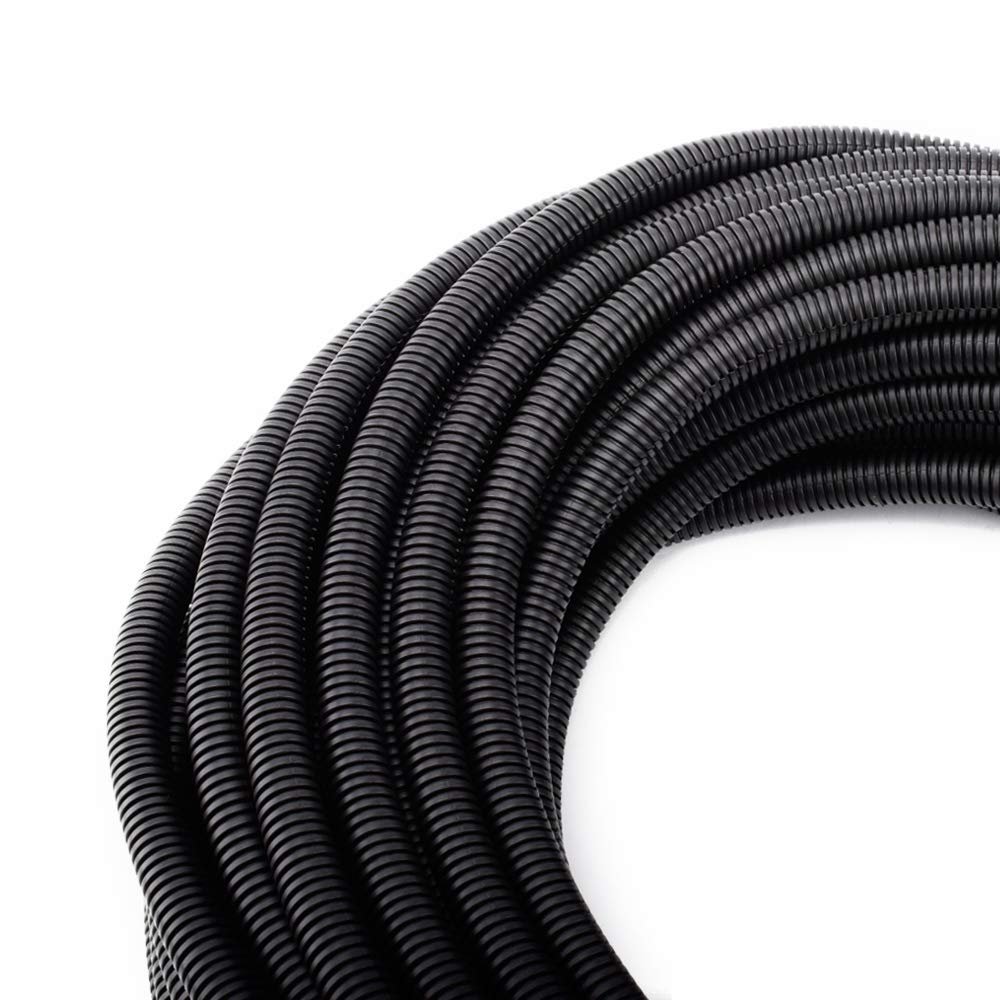 ZhiYo 50FT 3/8 Wire Loom Split Tubing Auto Wire Conduit Flexible Cover | High Temperature Heat Resistant -40F to 257F | Plastic Cover for Electrical Wires & Cables