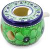 Polmedia Polish Pottery Heater UNIKAT - Green Pansies Pattern Handmade in Boleslawiec Poland by Ceramika Artystyczna + Certificate of Authenticity view 1