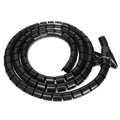 1pc 25mm Spiral Wrapping Band 2m Black Cable Tidy Cord Wire Banding Loom Storage Organizer