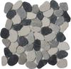 Interlocking Pebble Floor Tiles (1-Sheet) Kitchen, Bathroom,Deck and Patio Flooring | Indoor and Outdoor Use | Natural White Grey Black Stones Tile | Quick and Easy Grout Installation view 1