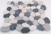 Interlocking Pebble Floor Tiles (1-Sheet) Kitchen, Bathroom,Deck and Patio Flooring | Indoor and Outdoor Use | Natural White Grey Black Stones Tile | Quick and Easy Grout Installation view 2