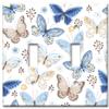 Art Plates 2 Gang Toggle Decorative Metal Wall Plate - Blue and Tan Butterfly Toss - (Made in USA) view 1