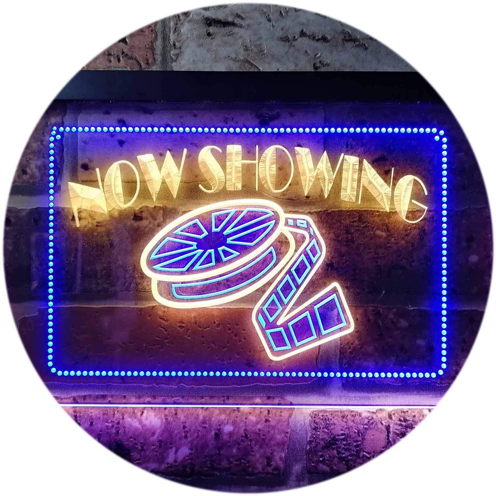 ADVPRO Now Showing Film Movie Home Theater Dual Color LED Neon Sign Blue & Yellow 16" x 12" st6s43-i0650-by