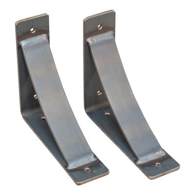 RRD Heavy Duty Fireplace Mantel Brackets (2 Pack) - Countertop Support - Hand Welded Rustic Farmhouse Decor (8"x9"x2.5", Natural Steel)