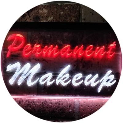ADVPRO Permanent Makeup Beauty Salon Dual Color LED Neon Sign White & Red 16" x 12" st6s43-m0037-wr