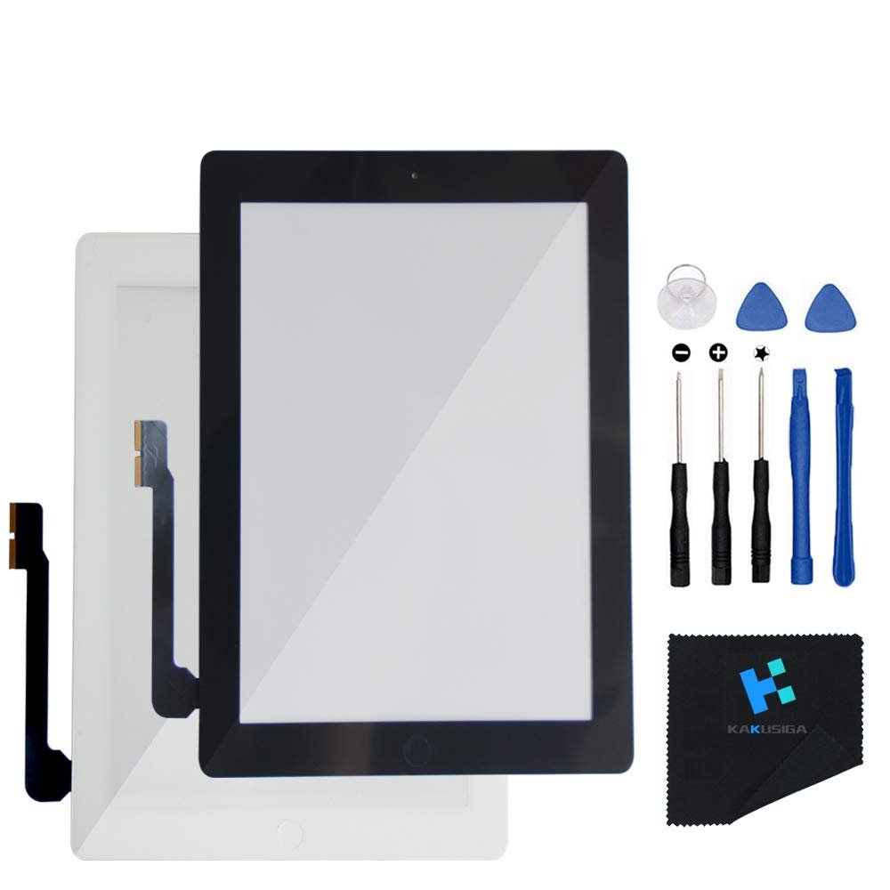 KAKUSIGA Compatible with ipad 3rd Touch Screen Glass Digitizer Replacement, Home Button Flex, Adhesive Tape,Repair Tools kit (White)