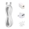 KINXIYU Phone Cord 25FT, Landline Telephone Cable with RJ11 Plug, Includes Telephone Inline Coupler RJ11 Splitter and 10pcs Cable Clips(White) view 1