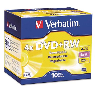 VER94839 - Description : Silver Rewritable Disc with 4X Speed - Verbatim DVD+RW Rewritable Disc - Pack of 10