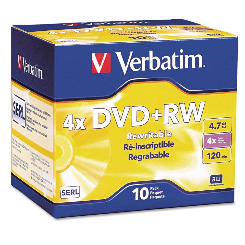 VER94839 - Description : Silver Rewritable Disc with 4X Speed - Verbatim DVD+RW Rewritable Disc - Pack of 10