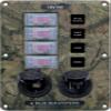 Blue Sea Systems 4324 Water-Resistant Circuit Breaker Switch Panel, Camo, 4 pos. + 12 Volt Socket and Dual USB Charger view 1