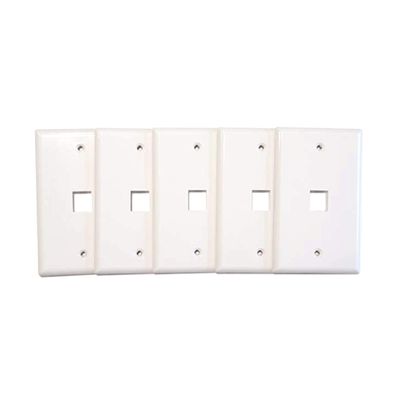 (5) Pack of 1 Port Keystone Jack Wall Plates Single Gang  White