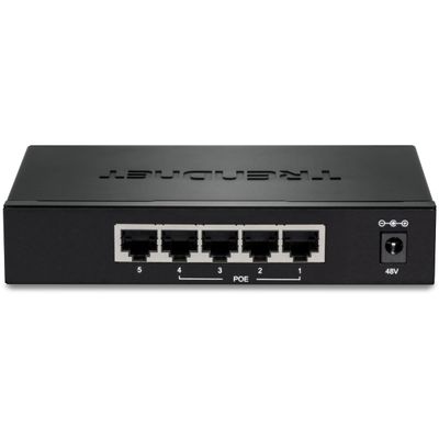 TRENDnet 5-Port Gigabit EdgeSmart PoE+ Switch, 4 x Gigabit PoE+ Ports, 1x Gigabit Port, 31W PoE Power Budget, Managed PoE+ Switch, Wall mountable, Black, TPE-TG50ES