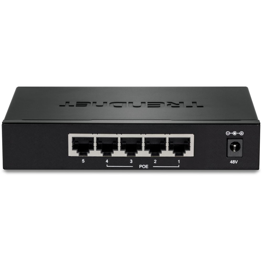 TRENDnet 5-Port Gigabit EdgeSmart PoE+ Switch, 4 x Gigabit PoE+ Ports, 1x Gigabit Port, 31W PoE Power Budget, Managed PoE+ Switch, Wall mountable, Black, TPE-TG50ES