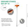 Eurmax USA 10-Pack Secure Protection Galvanized Tent Stakes,Rust-Proof Steel Canopy Anchors for High Winds,Heavy Duty Commercial Ground Pegs for Camping,Pop Up Tents&Gazebos - Includes 4x10ft Ropes view 3