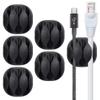 BEADNOVA Cable Clips Cord Organizer Cable Management Wire Cord Holder 3 Slots Adhesive Wire Holder for Car Charging Accessory PC Office Home (Black, 6 pcs) view 1