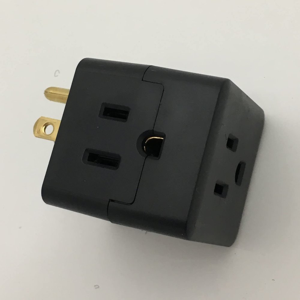 AVB Cable LA-21 AVB Cable 3 Way Grounded Outlet (Black)| Zack Electronics